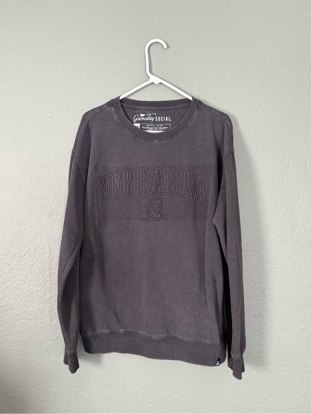 Nebraska Embroidered Crewneck Sweatshirt - Charcoal
